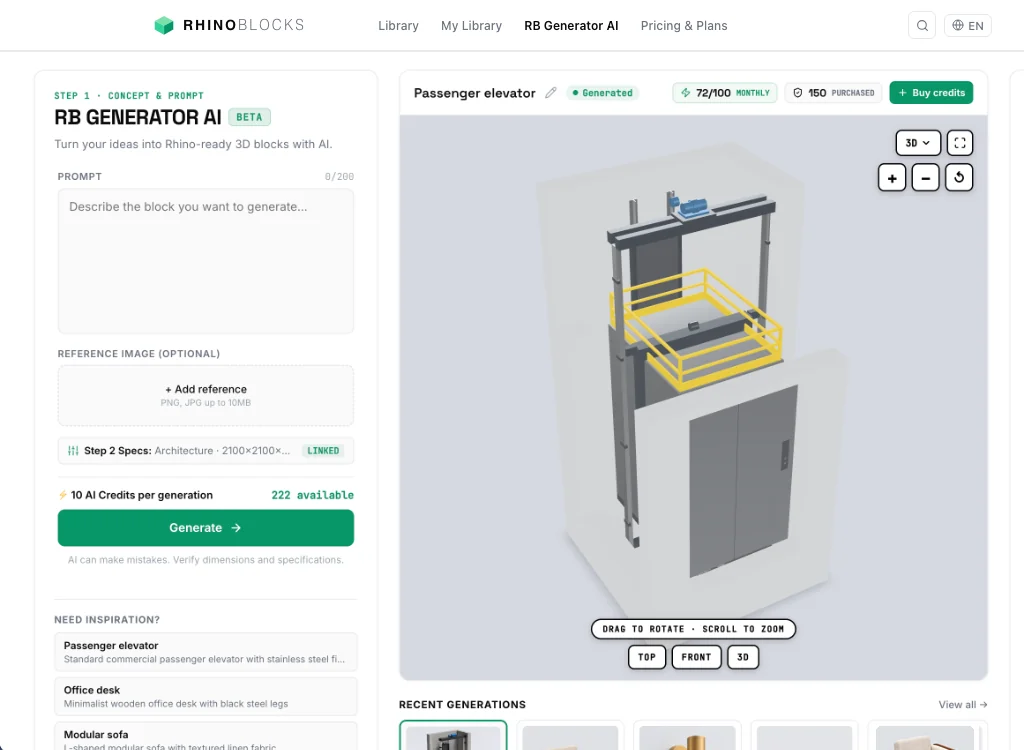 RhinoBlocks RB Generator AI Workspace