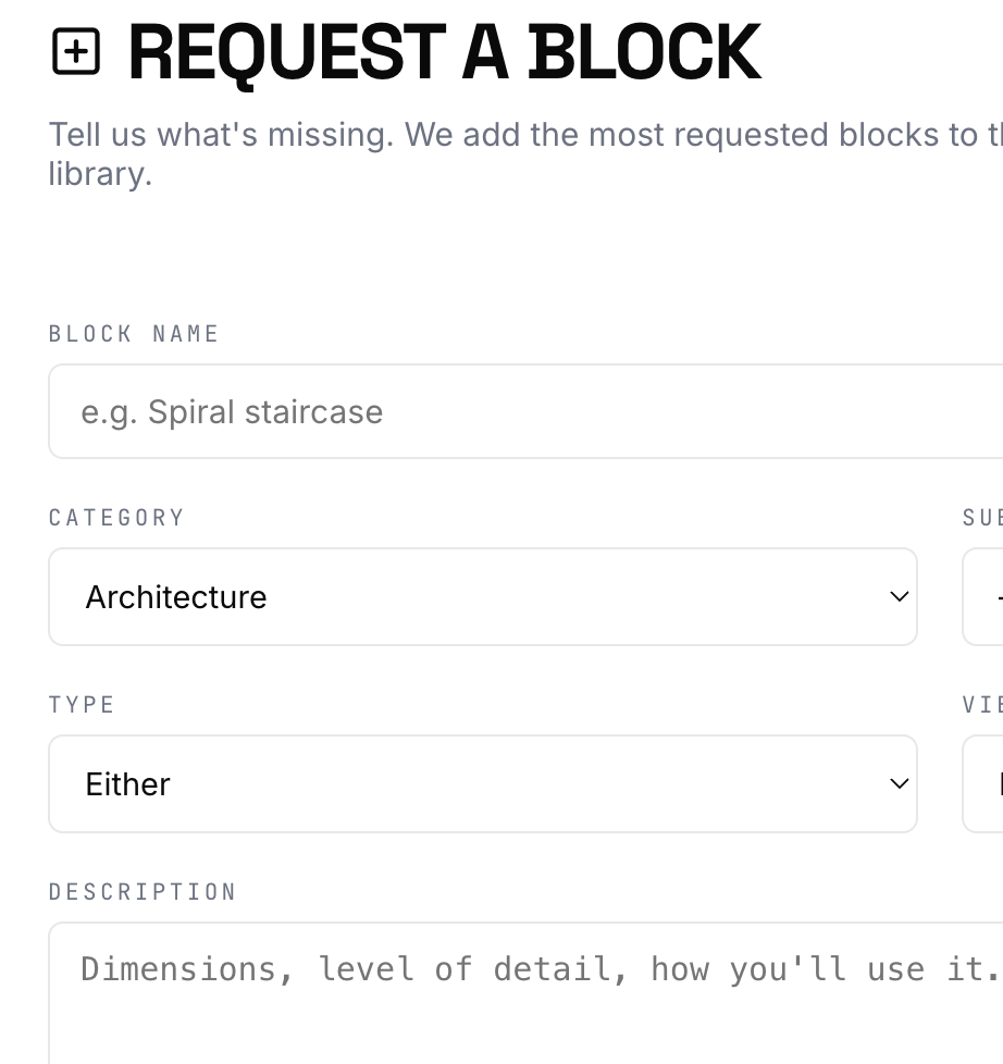 Request a block form preview